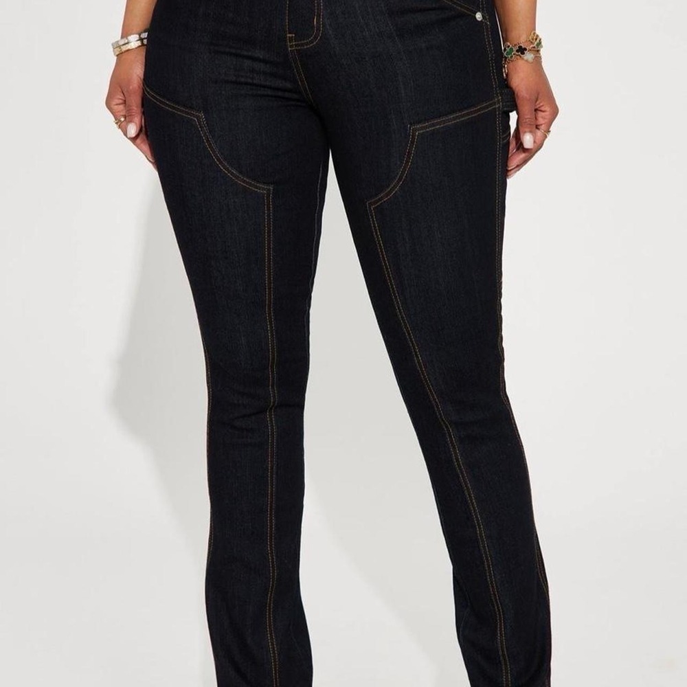 Fashion Nova Carpenter Mini Bootcut Jeans Size 13 Dark Wash